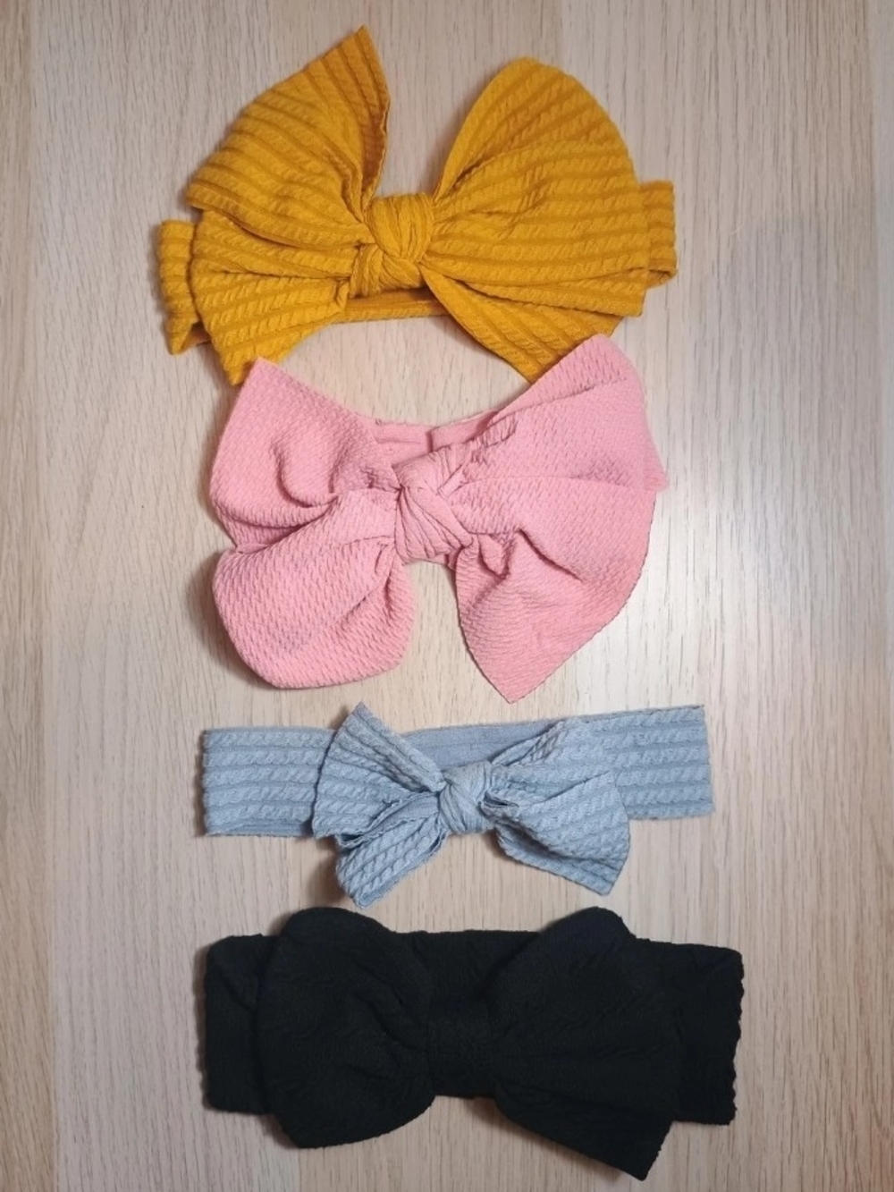 Kids Bow Headband Set - Pink, Mustard, Light Gray, Black